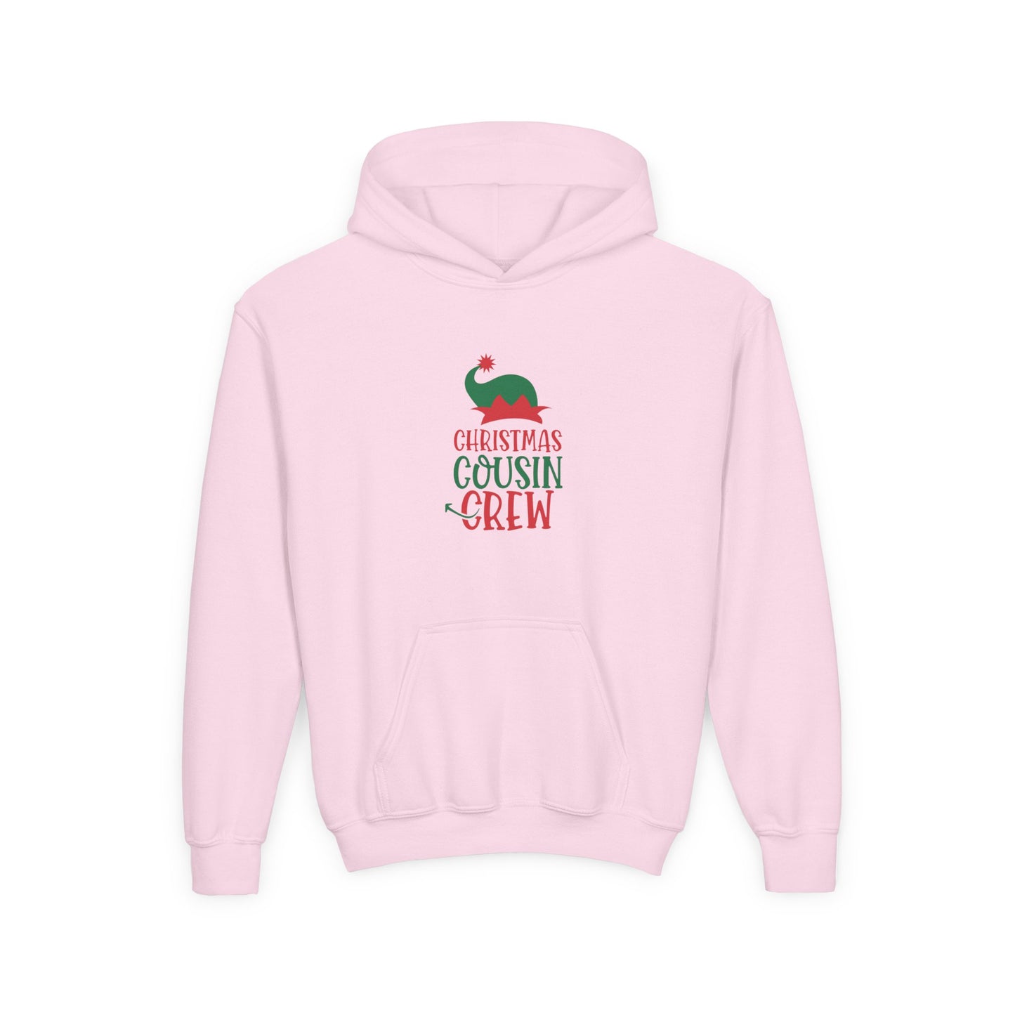 Youth Unisex Hoodie — "Christmas Cousin Crew" Holiday Elf Sweatshirt