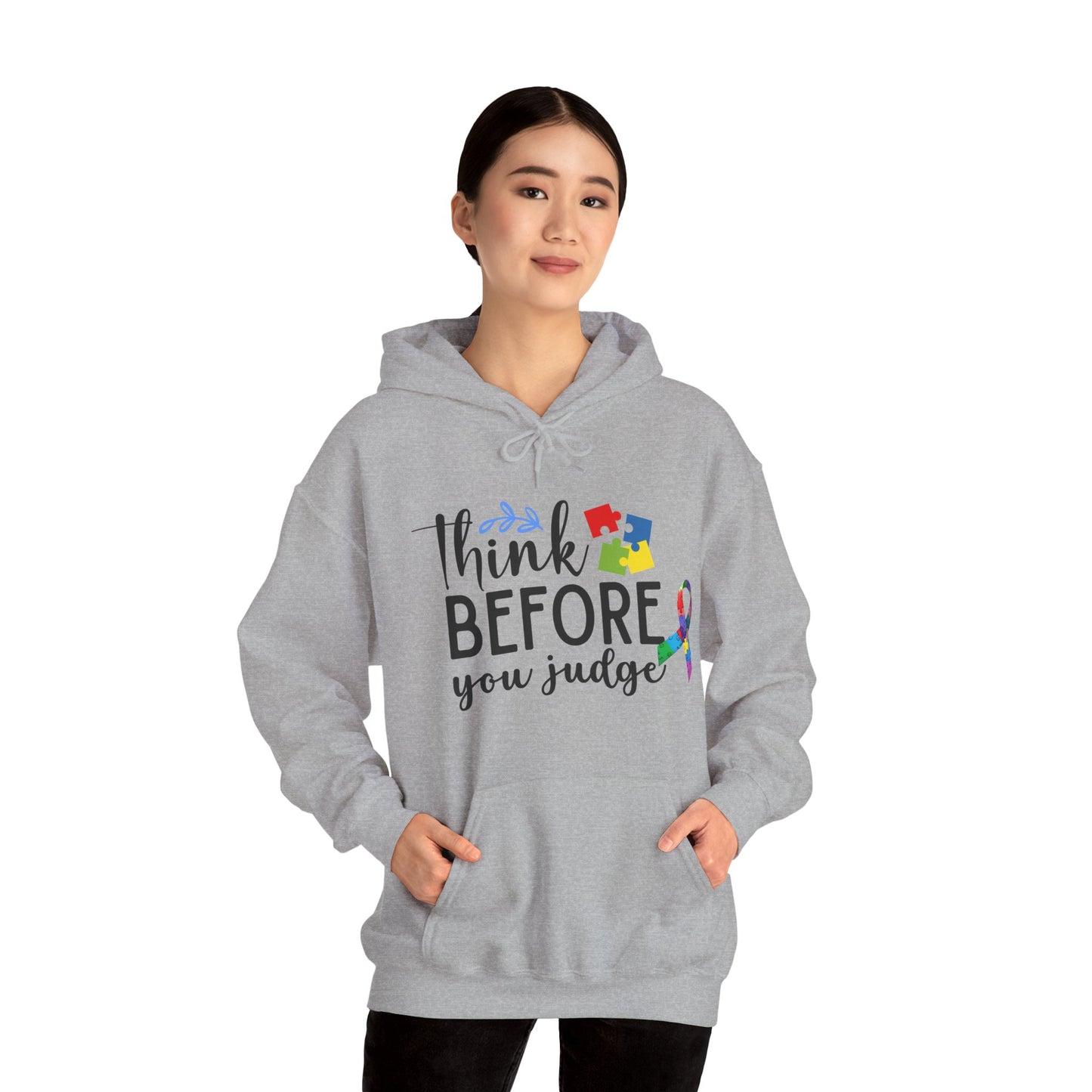 Awareness Ribbon Hooded Sweatshirt - Think Before You Judge