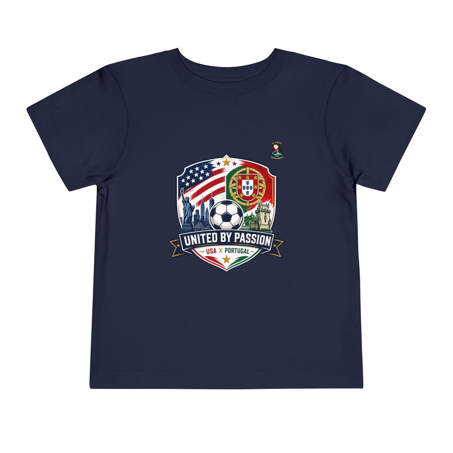 Toddler Tee - "United by Passion" USA & Portugal Flag Crest
