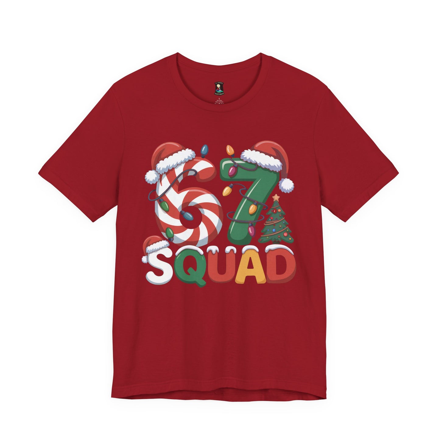 Christmas 67 Squad Unisex Tee — Holiday Candy Cane & Tree Graphic Shirt