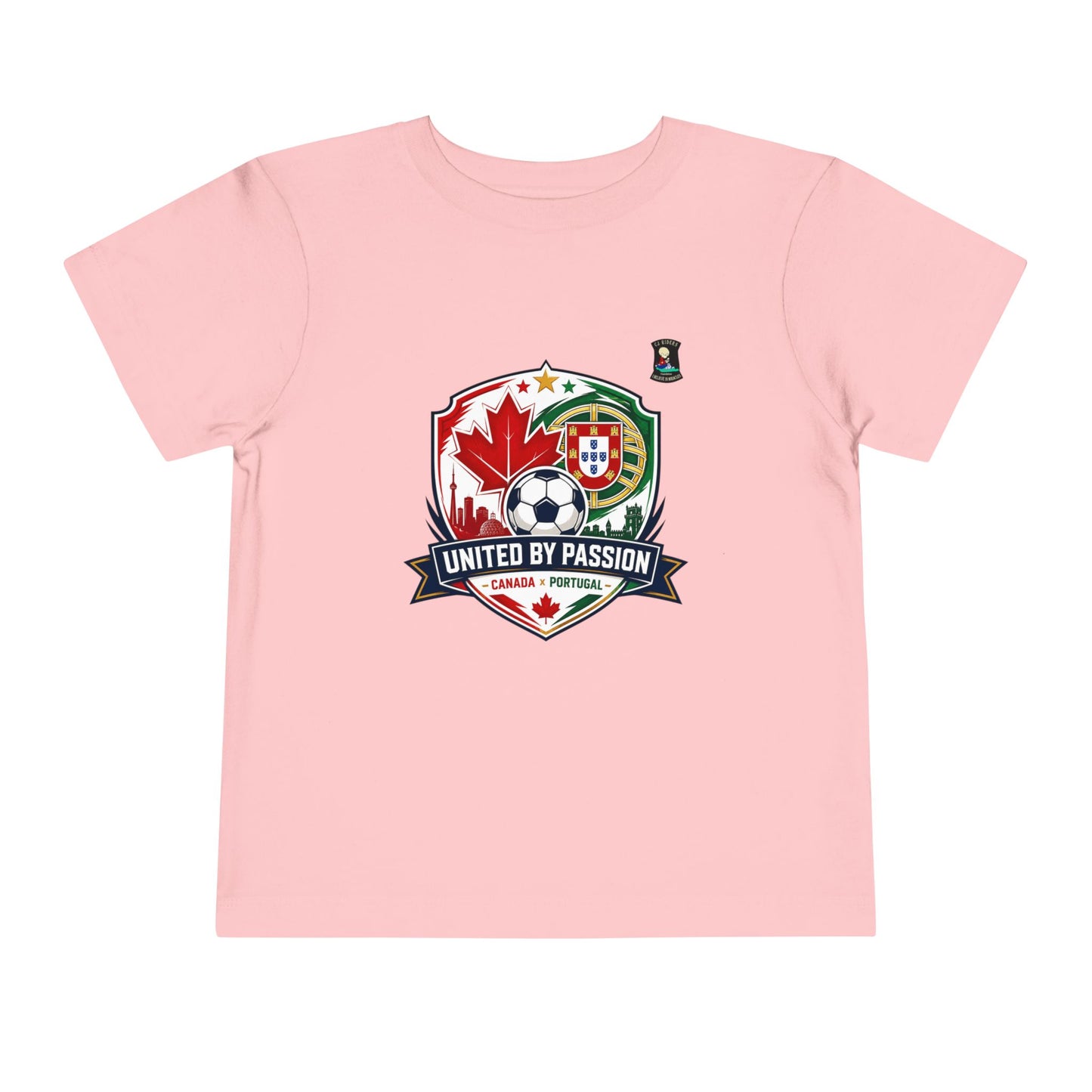 Toddler Tee — "United by Passion" Canada Portugal Soccer Crest