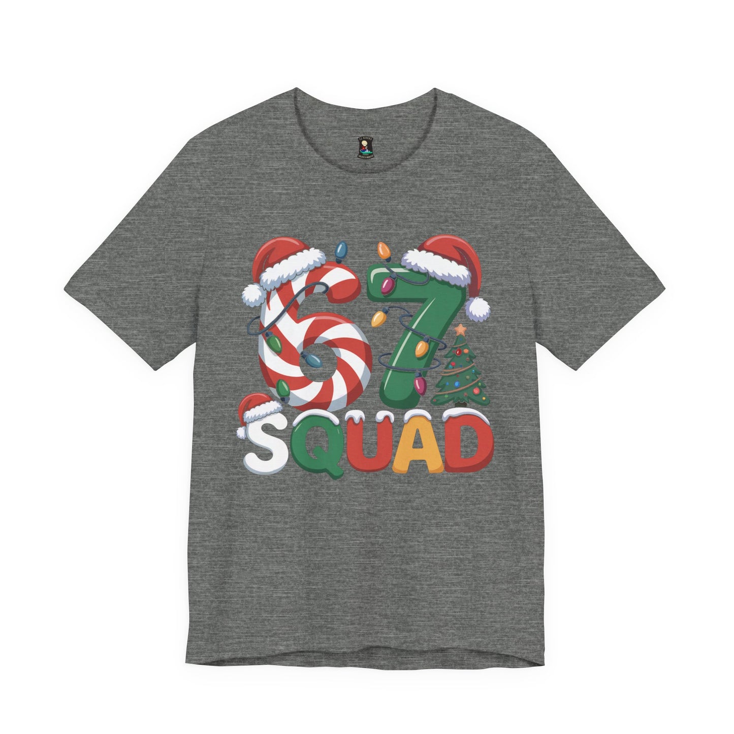 Christmas 67 Squad Unisex Tee — Holiday Candy Cane & Tree Graphic Shirt