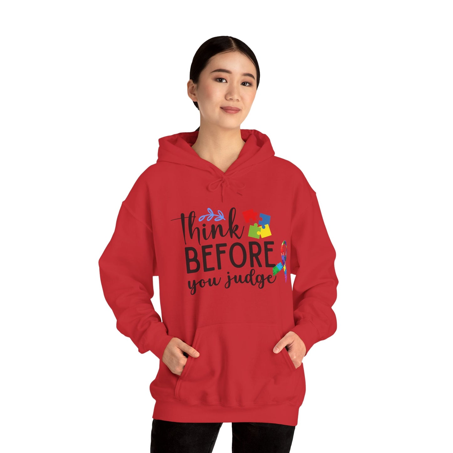 Awareness Ribbon Hooded Sweatshirt - Think Before You Judge