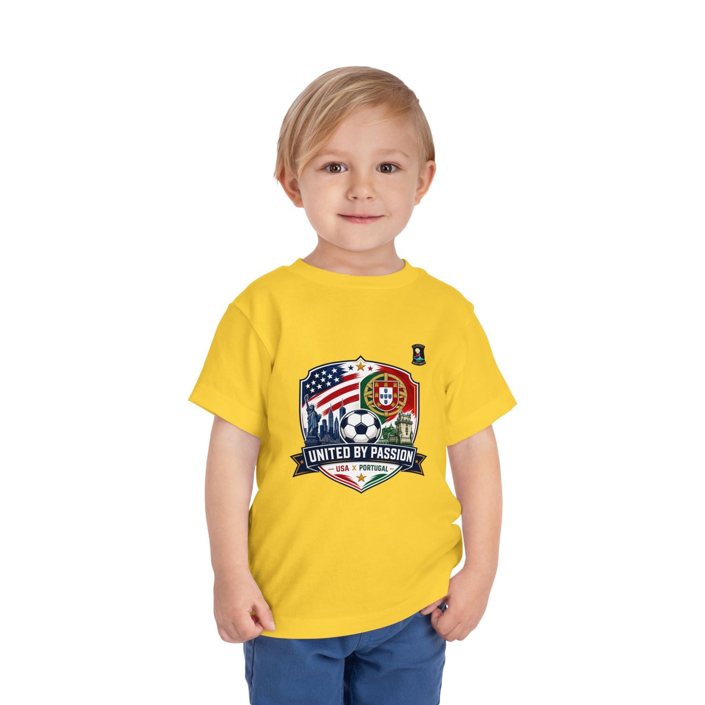 Toddler Tee - "United by Passion" USA & Portugal Flag Crest