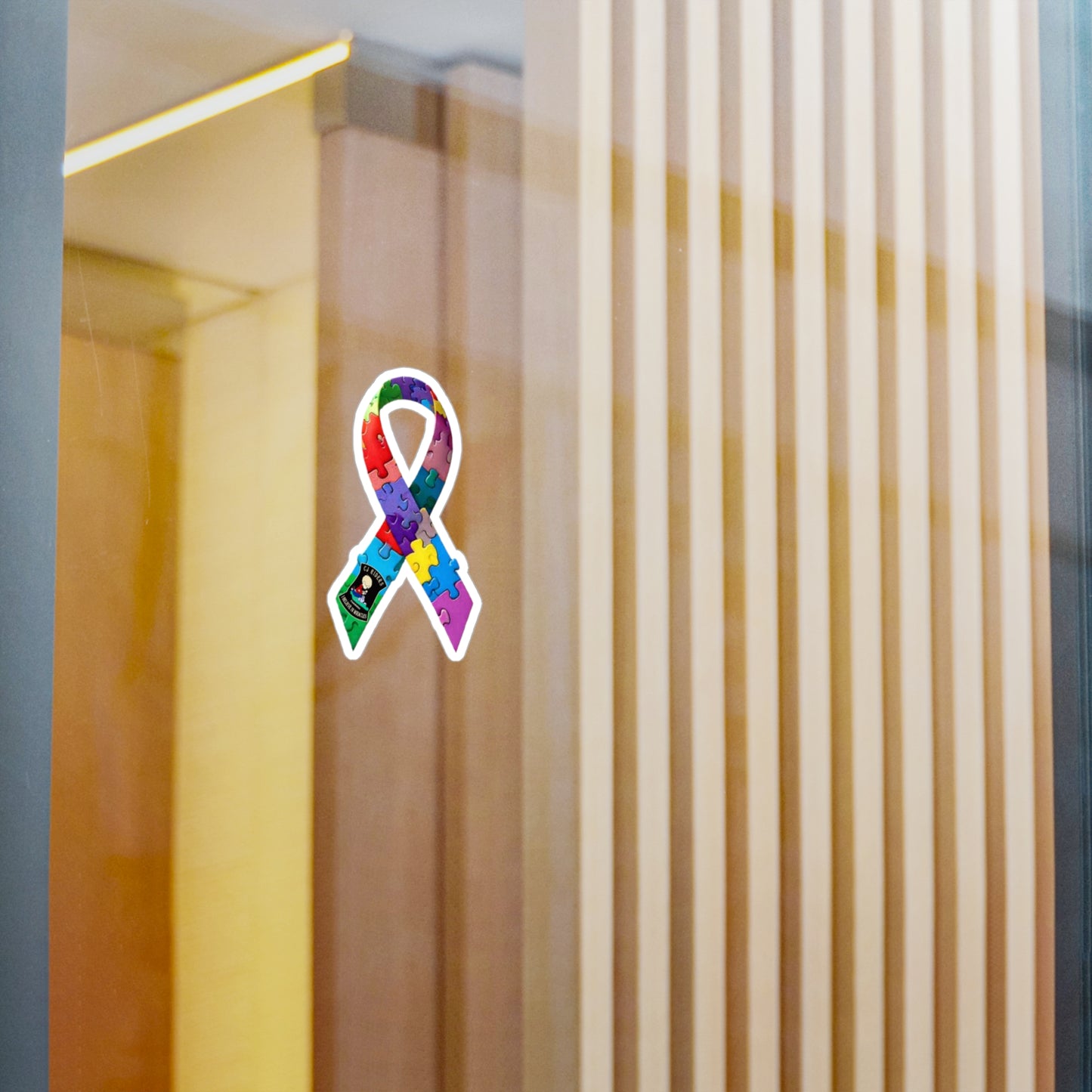 Autism Awareness Puzzle Ribbon Sticker — Kiss-Cut Vinyl Decal