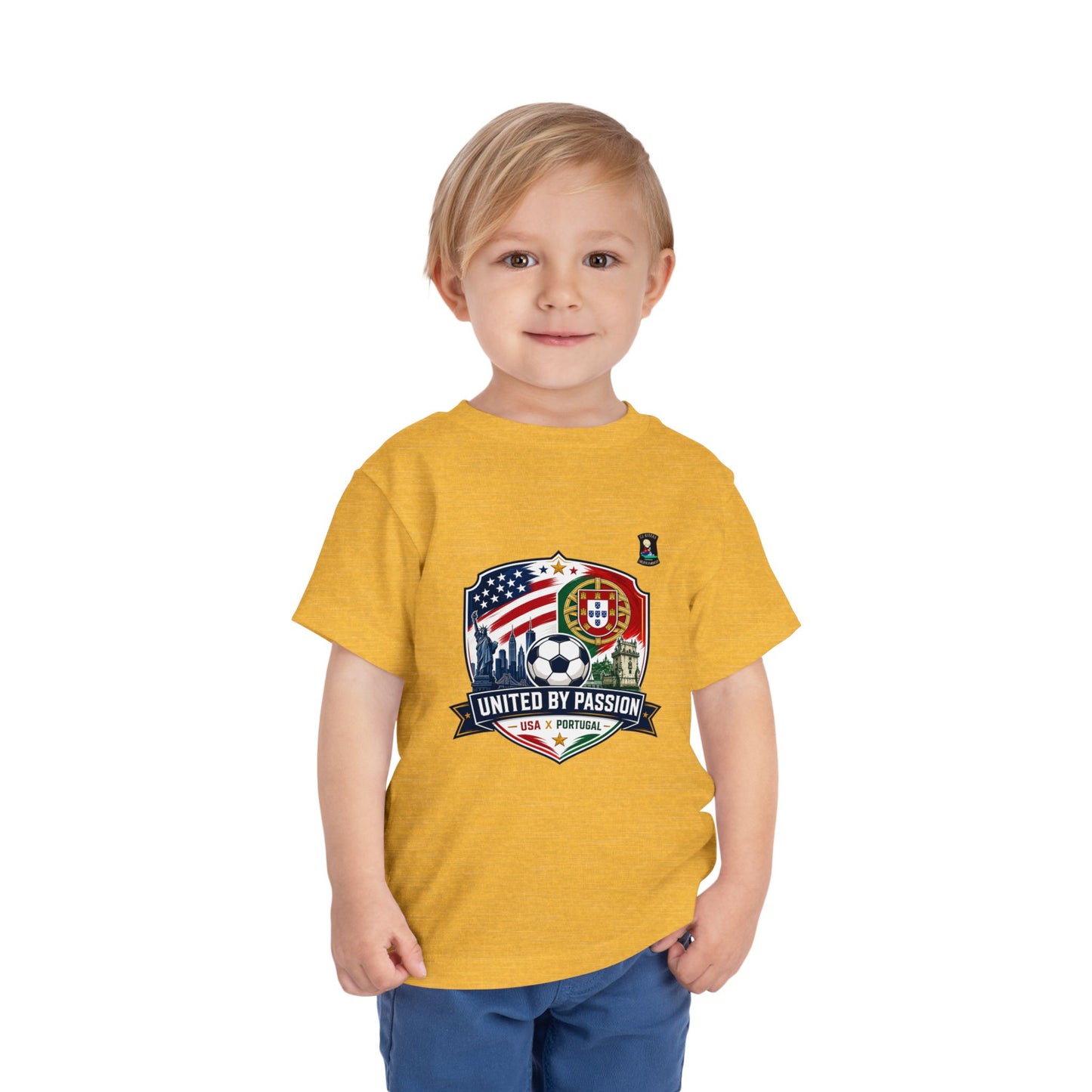 Toddler Tee - "United by Passion" USA & Portugal Flag Crest