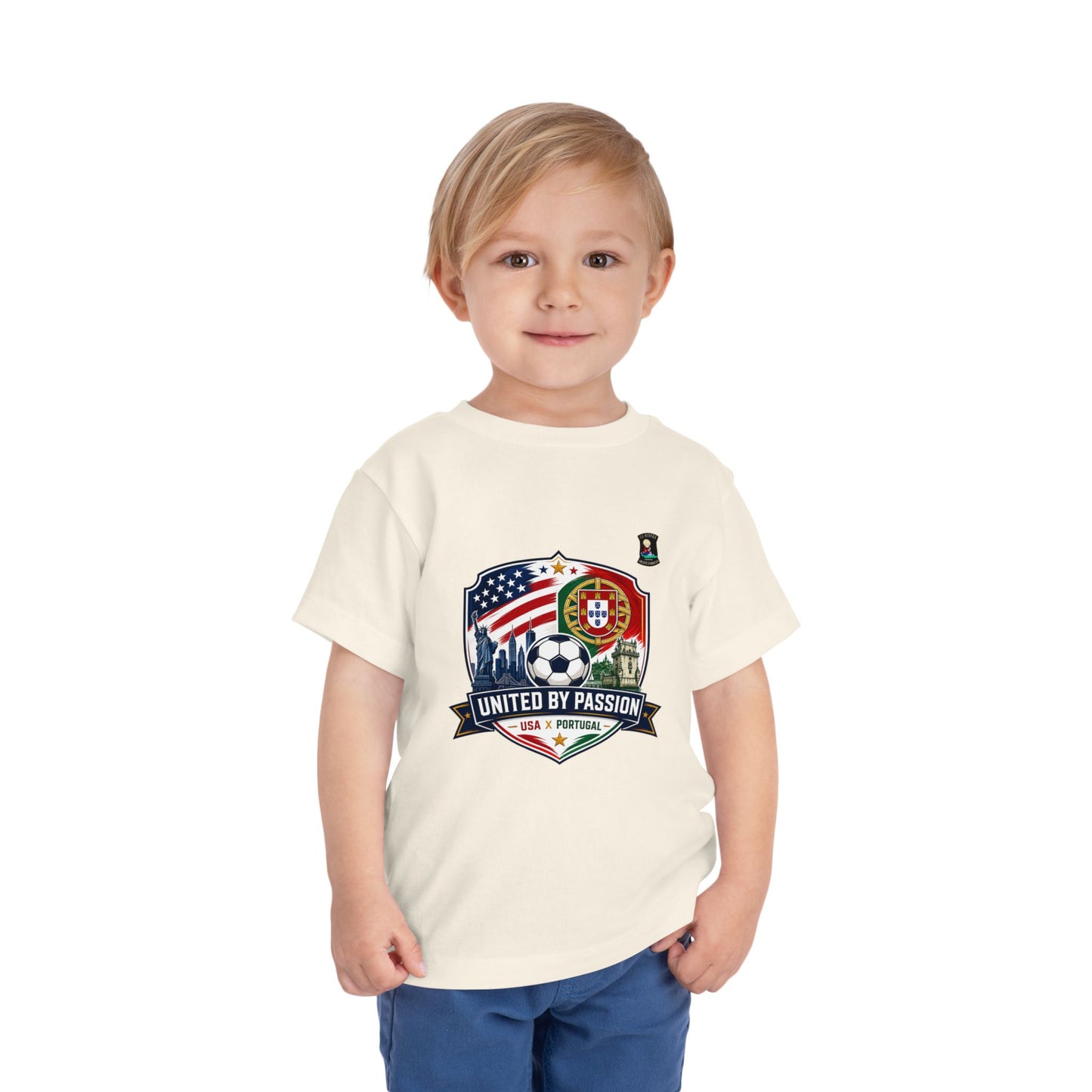 Toddler Tee - "United by Passion" USA & Portugal Flag Crest