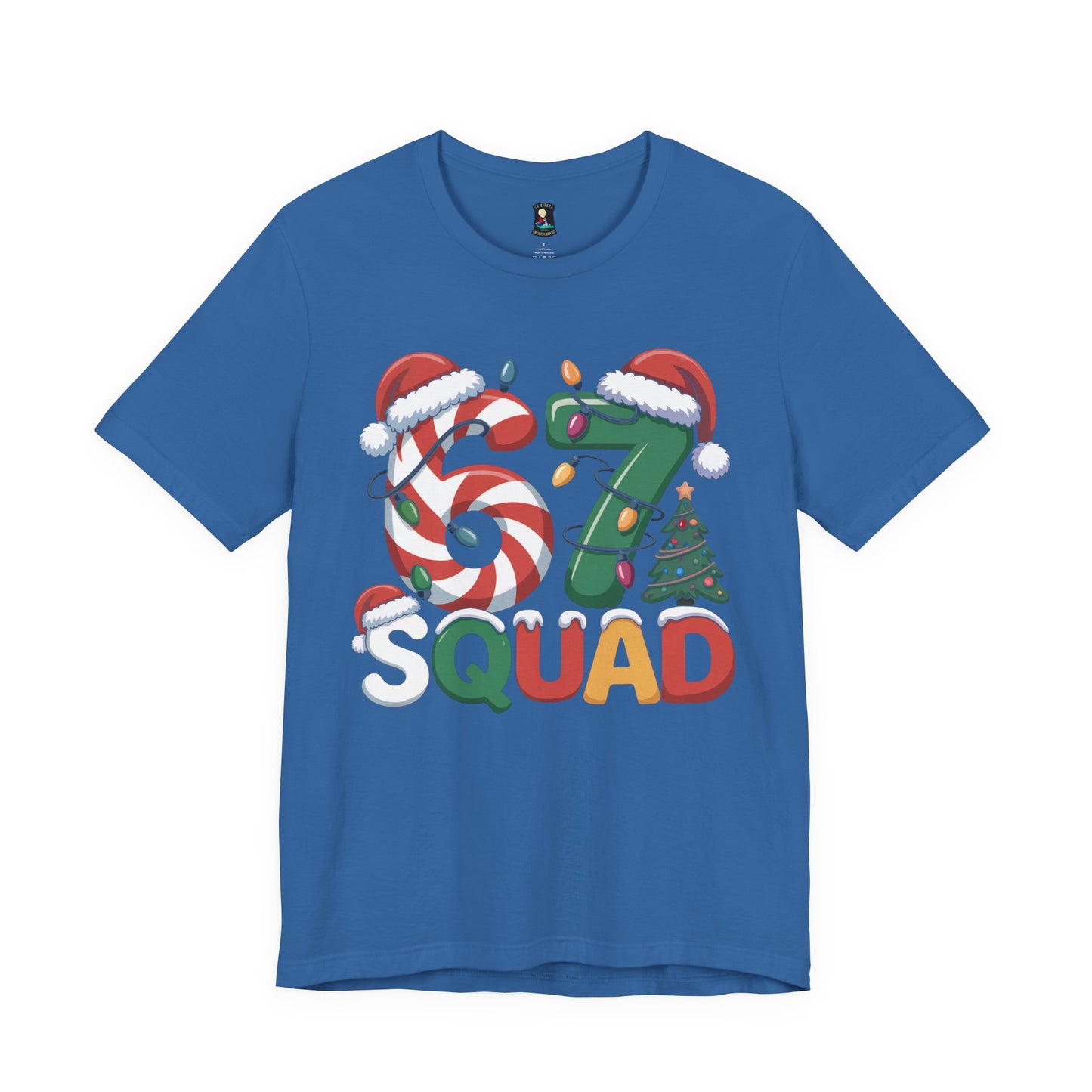 Christmas 67 Squad Unisex Tee — Holiday Candy Cane & Tree Graphic Shirt