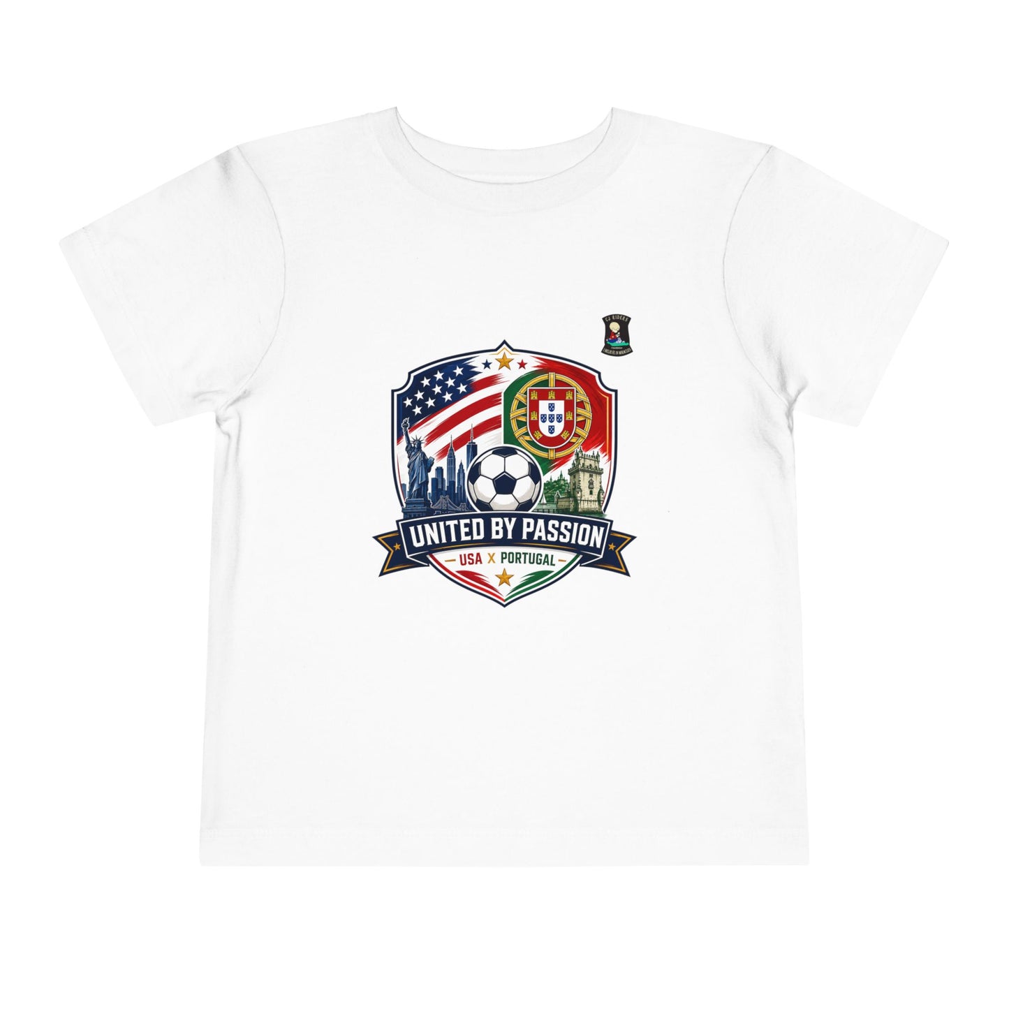 Toddler Tee - "United by Passion" USA & Portugal Flag Crest
