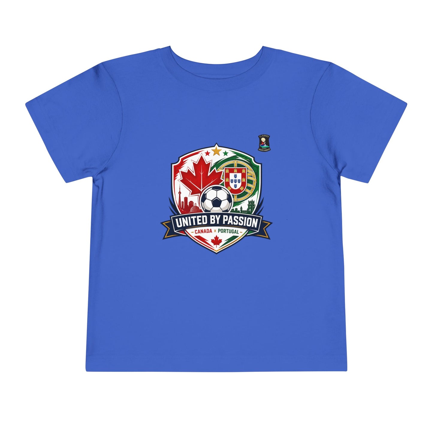 Toddler Tee — "United by Passion" Canada Portugal Soccer Crest