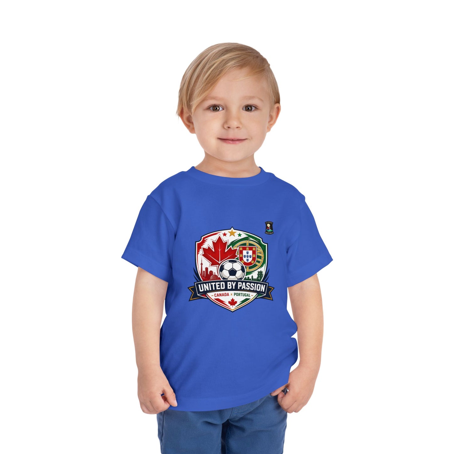 Toddler Tee — "United by Passion" Canada Portugal Soccer Crest