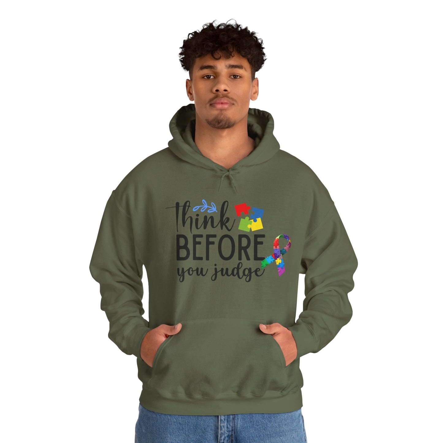 Awareness Ribbon Hooded Sweatshirt - Think Before You Judge