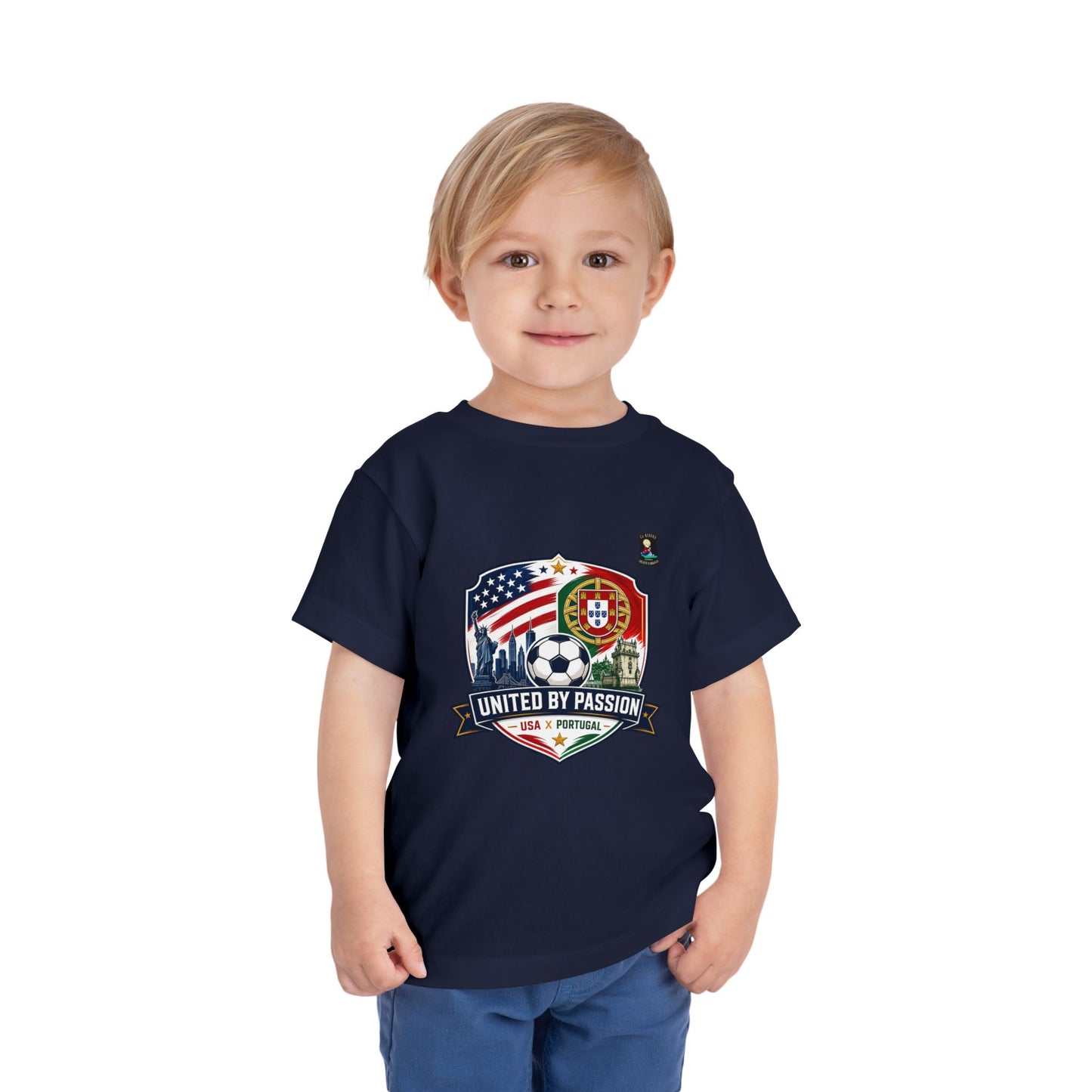 Toddler Tee - "United by Passion" USA & Portugal Flag Crest