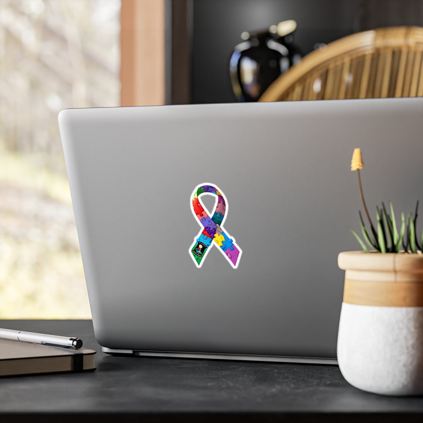 Autism Awareness Puzzle Ribbon Sticker — Kiss-Cut Vinyl Decal