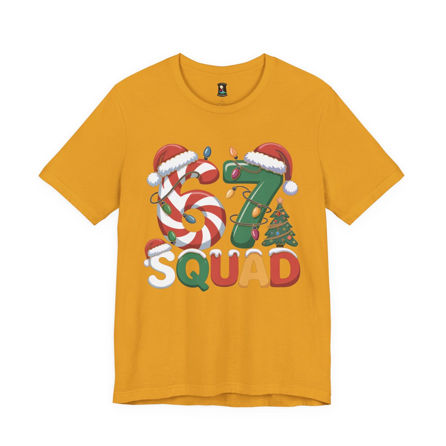 Christmas 67 Squad Unisex Tee — Holiday Candy Cane & Tree Graphic Shirt