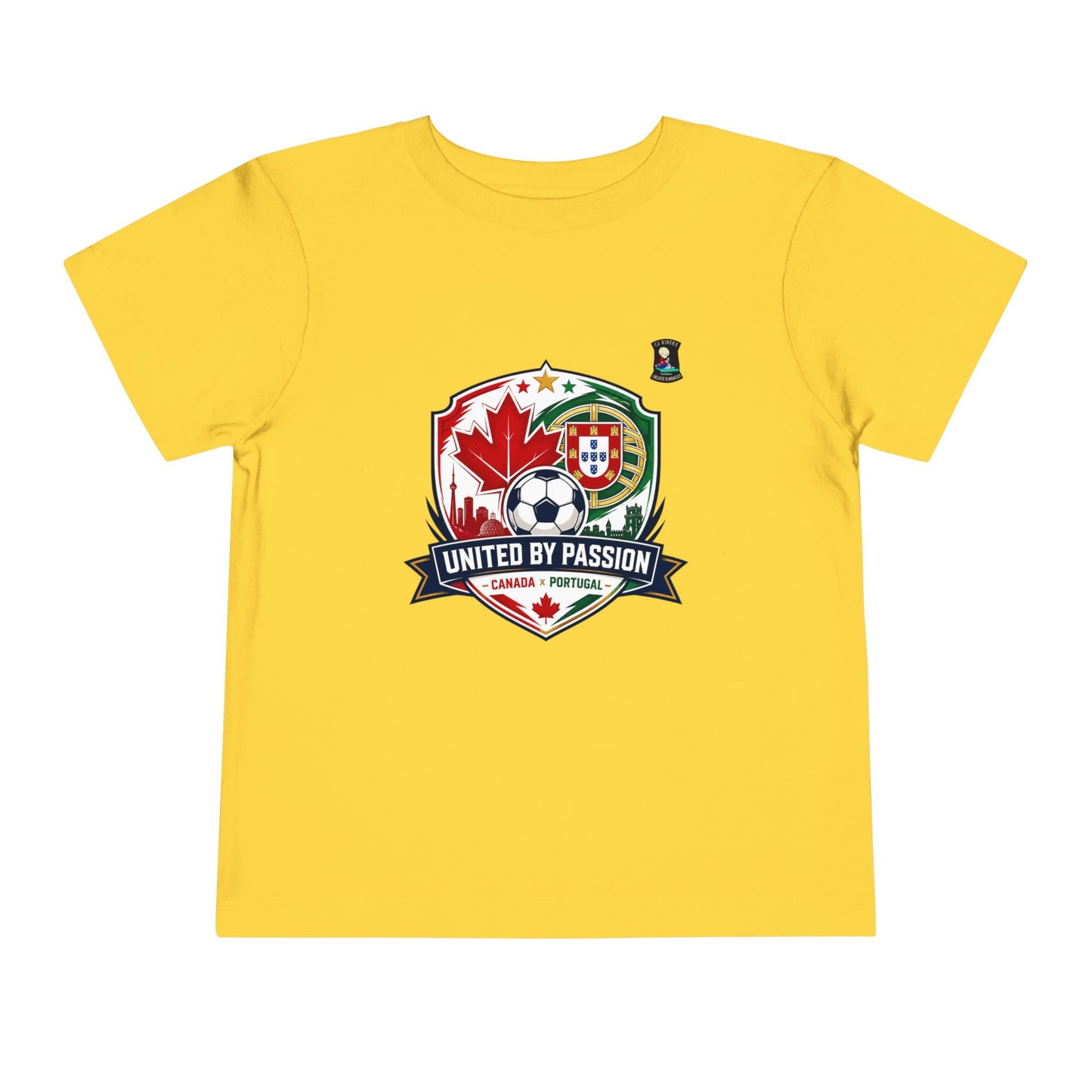 Toddler Tee — "United by Passion" Canada Portugal Soccer Crest