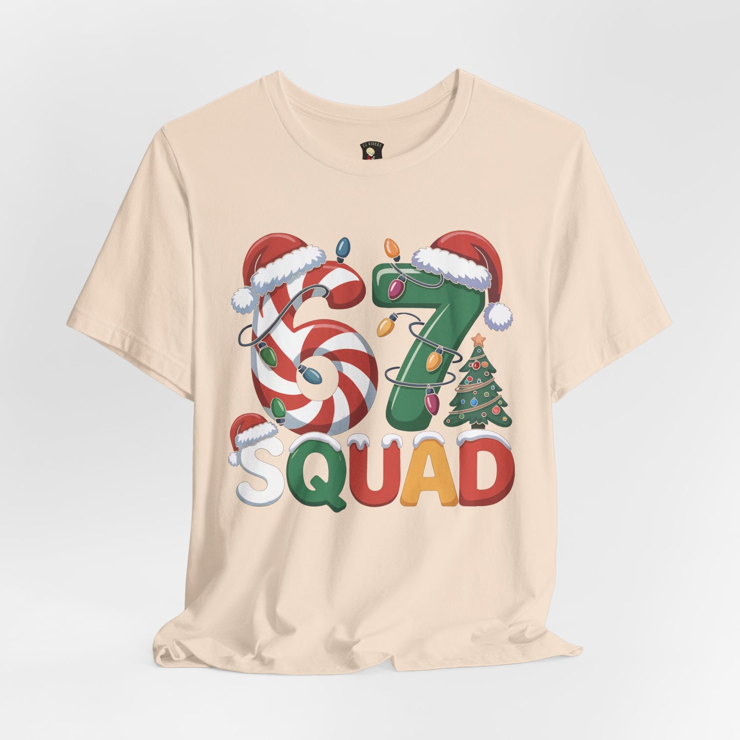 Christmas 67 Squad Unisex Tee — Holiday Candy Cane & Tree Graphic Shirt
