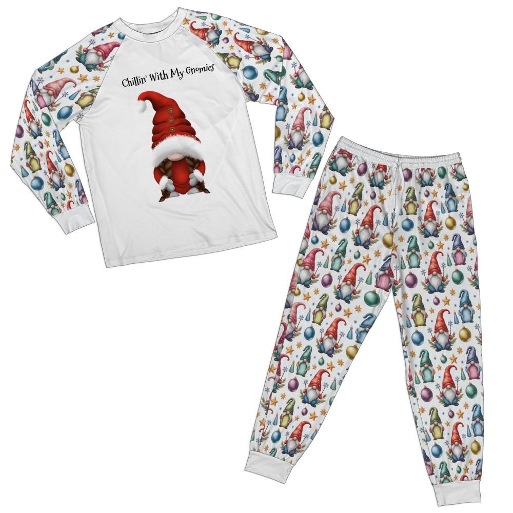 Female - Cozy Chillin' With My Gnomies Adult Raglan Pajamas Set